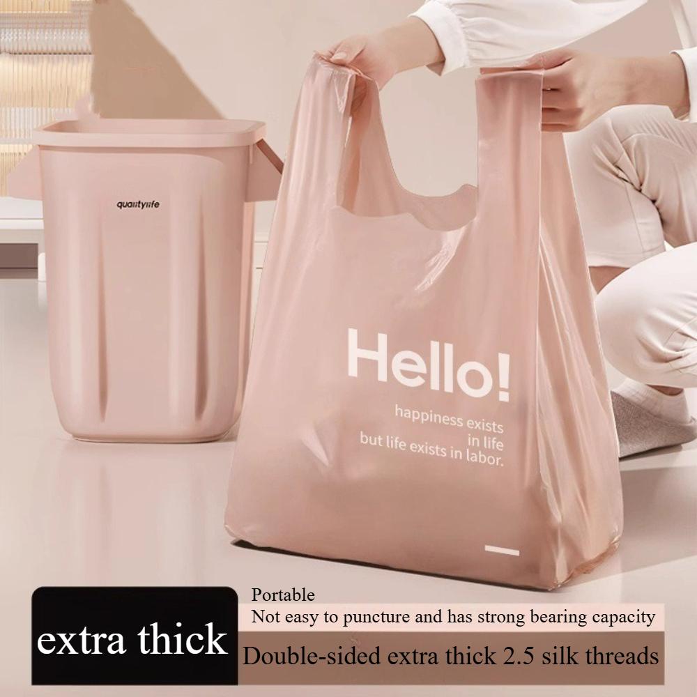 Одноразовые очень плотные мусорные пакеты-жилеты, Большие бытовые пластиковые пакеты для мусора с ручками для кухни/ванной/спальни, Прочные RQSL-BH-3962