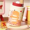 Stainless Steel Cartoon Insulated Cup 420ml Straw Thermal Flask Cute Travel Coffee Mug