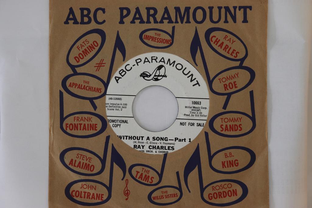 7inch Record RAY CHARLES - Without A Song 10663 ABC-Paramount 1965 US Soul/Funk Used