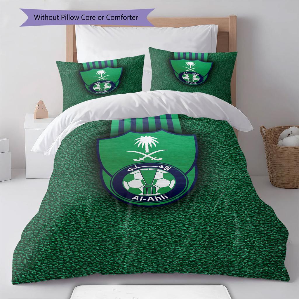 Al-Ahli Saudi FC Pattern Bedding,Quilt Set Quilt Cover Pillowcase Home Birthday Gift(1 * duvet cover + 2 * pillowcase, without core)