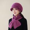 New Rabbit Fur Hat for Women Fashionable and Versatile Woolen Hat Cold Proof Plus Velvet Thickened Warm and Ear Protecting Knitted Hat