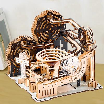3D Деревянный Пазл Набор Мраморный Трек Сделай Сам Сборка Строительный Модельный Комплект Паровая Машина Развивающие Игрушки для Взрослых Детей Подарки на День Рождения