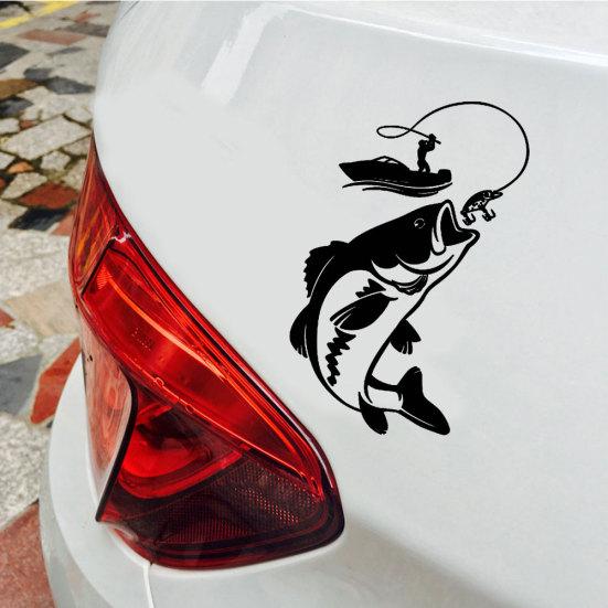 Забавная рыбалка Рыбак Рыба Лодка Автомобиль Светоотражающие наклейки Декор