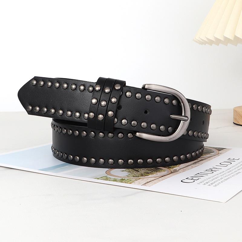Punk Womens Rock Leather Belt With Rivet Eyelet Design For Styles Streetwear
