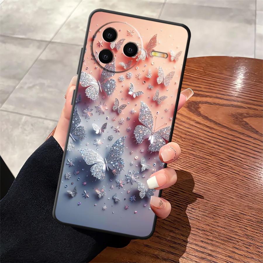 Black Soft Phone Cover Case for Xiaomi Redmi A1 A2 Plus 10 9 14C 13C A3 A4 12C K40 K80 Pro A5 Cartoon Butterfly Pattern