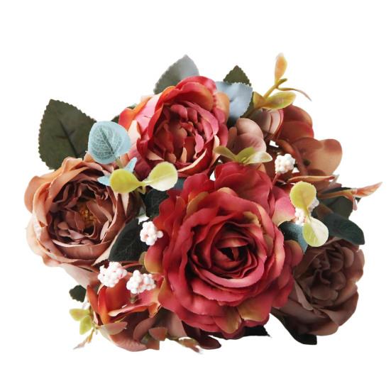 Винтажные искусственные пионы, искусственные шелковые цветы, букет гортензии, розы, пионы, цветочные центральные элементы для свадебного мероприятия, вечеринки, домашнего декора