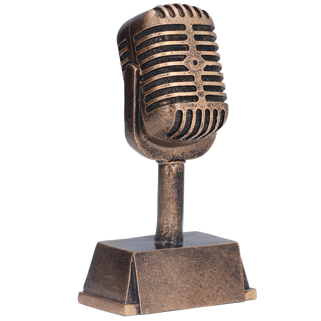 Music Award Trophy Synthetic Resin Decorative Microphone Tabletop Ornament for Home Singing Competition