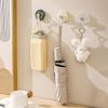 5Pcs Plastic Suction Cup Hook Punch Free Wall Hooks Creative Shower Towel Rack  Bathroom