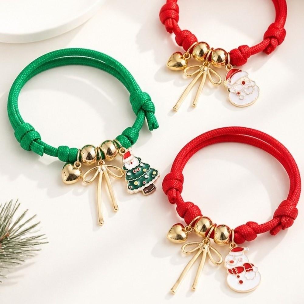Santa Claus Pendant Bracelet Cartoon Handmade Hand Strap Fashion Woven Rope Christmas