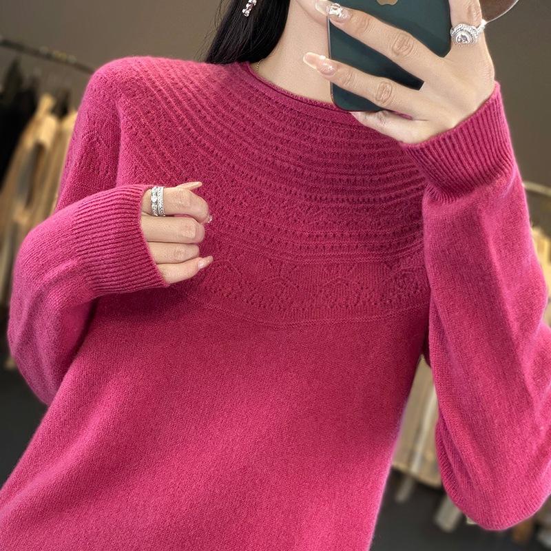 Круглый вырез горловины с подвернутым низом, женская свободная внутренняя трикотажная кофта на осень и зиму