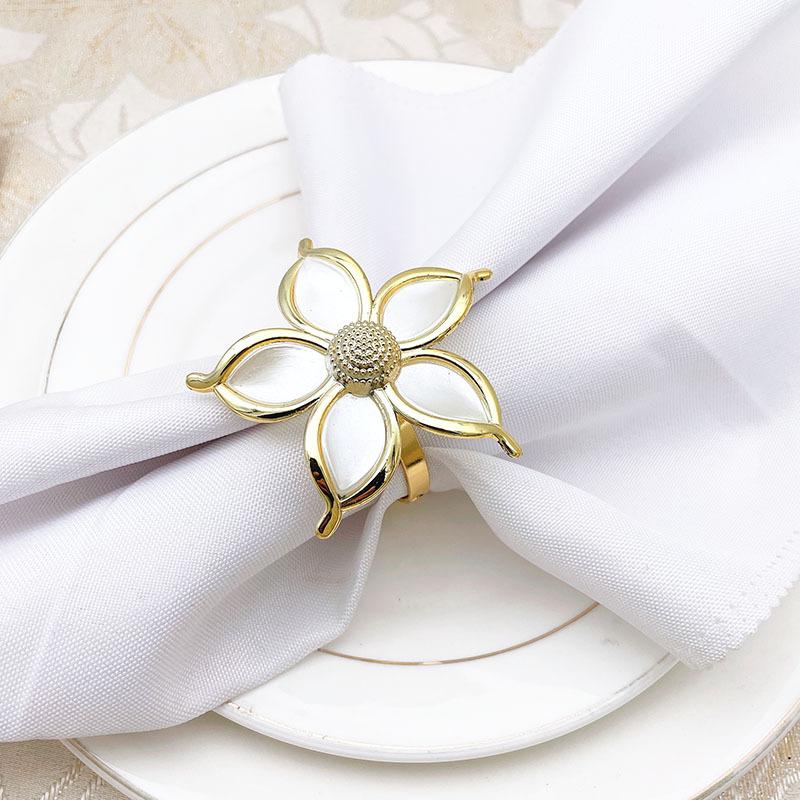 8 шт./лот, пряжка для салфеток в виде цветка, жемчуга, бежевое кольцо для салфеток в виде цветка, свадебное, праздничное, вечернее, настольное украшение, кольцо для салфеток
