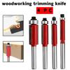 Woodworking Trimming Knife 4-piece Set 1/4 Handle Woodworking Milling Cutter Tool Double Edge Shank with Shaft
