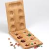 Mancala Board Game with Colorful Stones Pebbles Folding Wooden Set