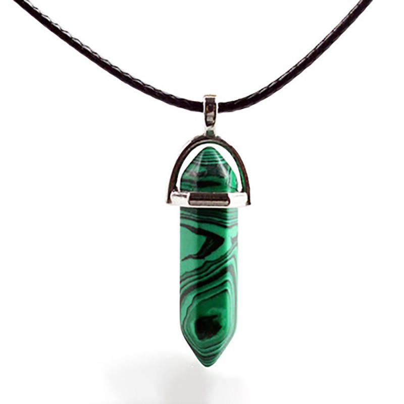 Красивое ожерелье из натурального кристалла с уникальным шестиугольным кулоном для исцеления