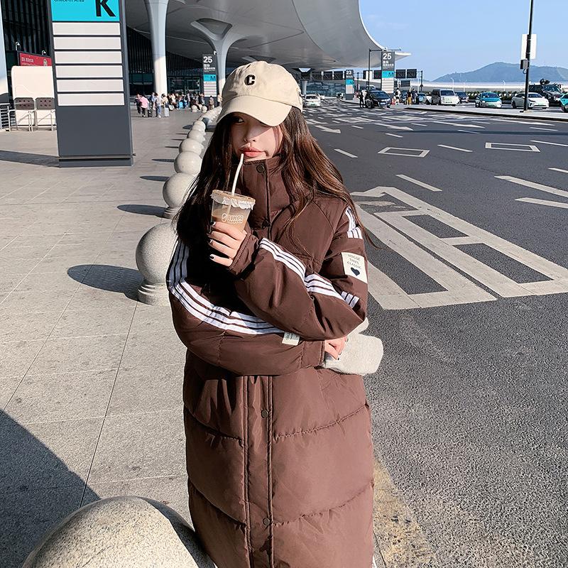 Женская длинная хлопковая одежда зимняя новая куртка свободная модная универсальная хлопковая одежда утолщенная хлопковая куртка с капюшоном