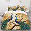 3PCS - Peacock Print Bedding Set, Soft and Comfortable Breathable Duvet Set, Suitable for Bedrooms and Guest Rooms