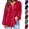 Women's Loose Fashionable All-match Gold Velvet Solid Color Long-sleeved Tops Casual Shirt