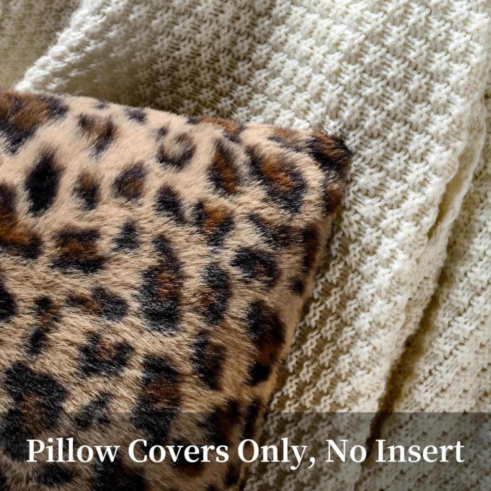 Soft Faux Fur Leopard Print Pillowcases with Zipper 30x50 45x45 Winter Plush Cushion Cover for Sofa Living Room Housse Coussin