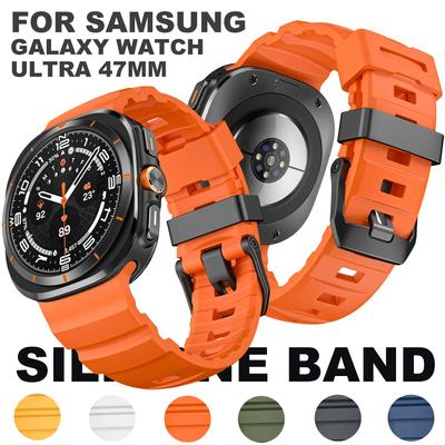 Мягкий ремешок из резины для Samsung Galaxy Watch Ultra 47 мм, спортивный браслет для Samsung Galaxy Ultra 47 с изогнутым концом, наручный ремешок
