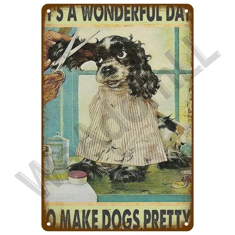 Кошки и собаки Happy Ретро Оловянная вывеска Art Cat Металлический знак Cat Табличка Плакат Украшение дома Кафе-бар Ванная комната Настенный декор Зоомагазин Комната