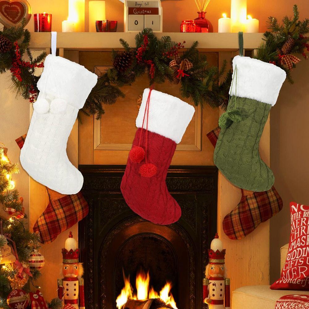 Красный/Зеленый/Белый Рождественские носки Персонализированная подвеска на рождественскую елку Дом