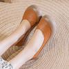 New pedal breathable full leather hollow mother leather non-slip soft sole comfortable flat single shoes women's shoes