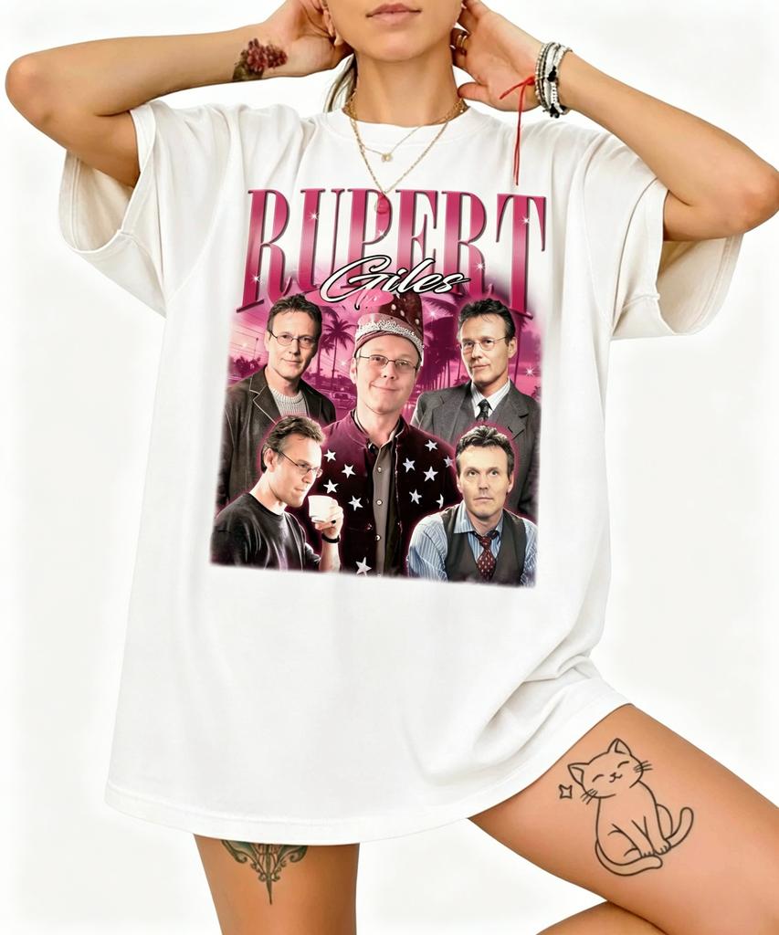 Rupert Giles Buffy The Vampire Slayer Retro Tshirt 2026 Summer Mens Womens Extra Large Sportswear Retro Cotton Y2k Style