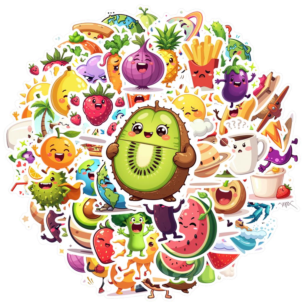 Cartoon Cute Characters Decals Playful Fruit Teacher Reward Stickers Funny Stickers For Fridge Suitcase