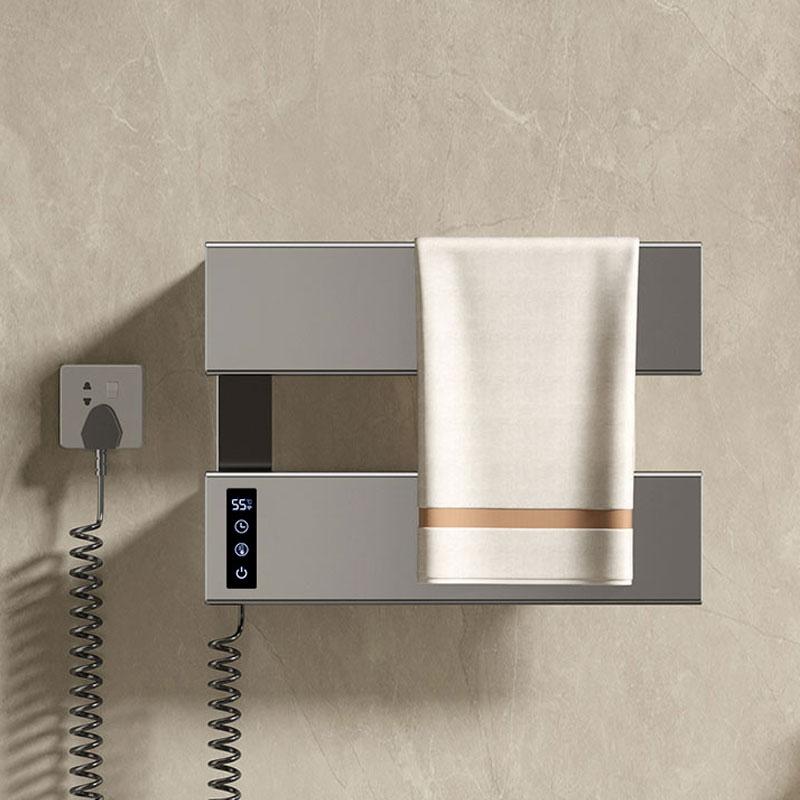 towel bar Gun ash space aluminum electric towel rack bathroom intelligent constant temperature timed drying towel bar