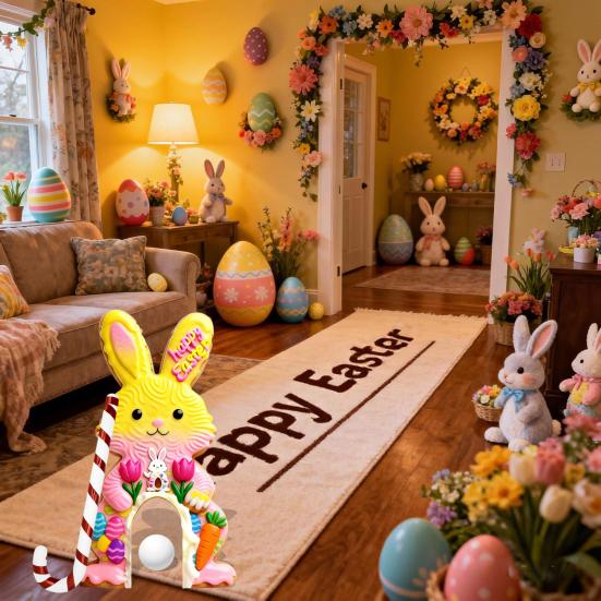 Набор для игры в гольф «Пасхальный кролик» Деревянное мини-поле для гольфа с клюшкой-леденцом и мячами для домашней пасхальной вечеринки