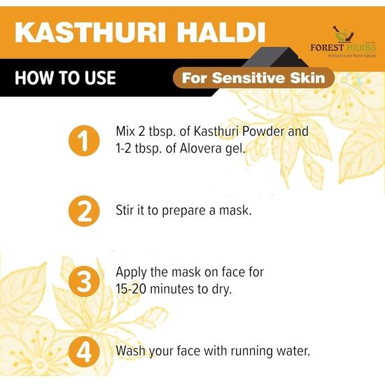 ЛЕСНЫЕ ТРАВЫ Натуральный уход от природы Порошок Кастури Халди Для Естественного Финиша Лица (100 грамм) Для сияющей кожи | Кастури Манджал | 100% натуральный