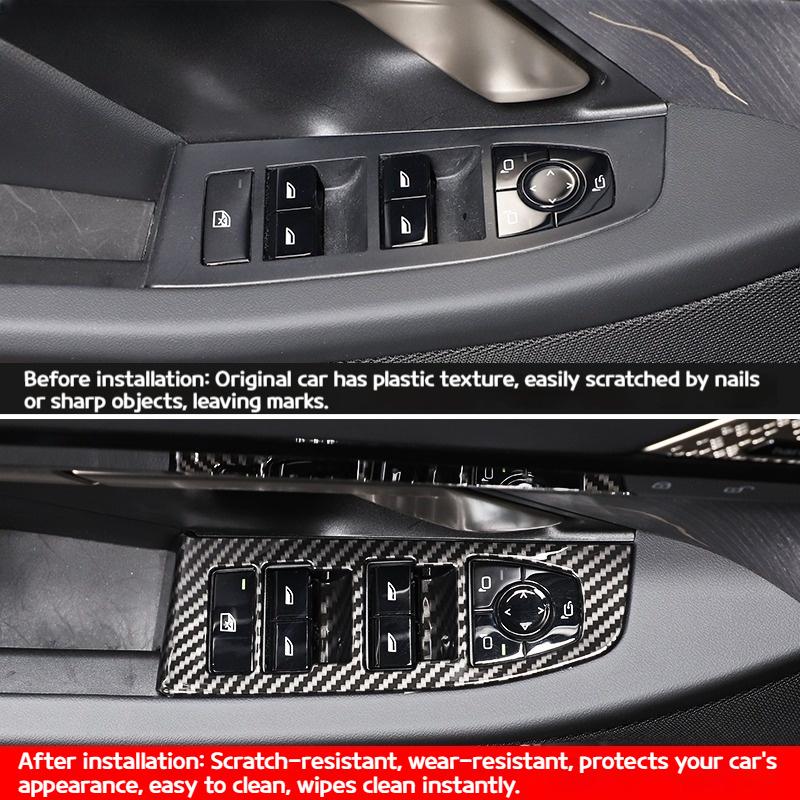 Car Window Lift Switch Cover Trim Decoration Window lift frame inner door bowl Stickers For BMW 5 Series G60 i5 2024 Accessories