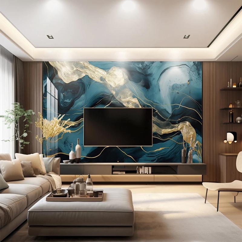 3d Mural Paper Luxury Green Gold Marble Graffiti Wallpaper For Living Room Tv Background Wall Murals