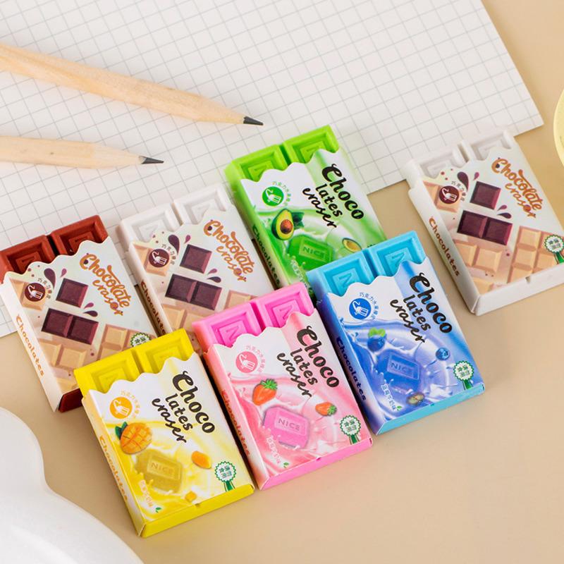 1 Piece Cute Kawaii Candy Color Rubber Fun Creative Chocolate Eraser For Kids Novelty Stationery Office School Supplies