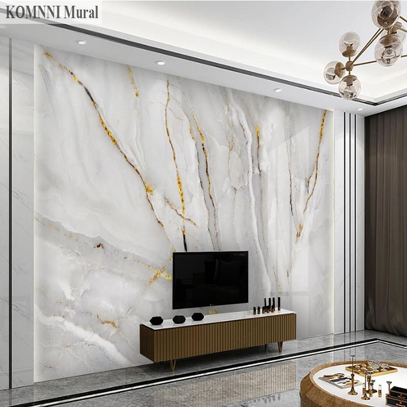 Modern Wallpaper Light Luxury Golden Marble Landscape Mural Background Wall Decor Living Room Bedroom Home Decor