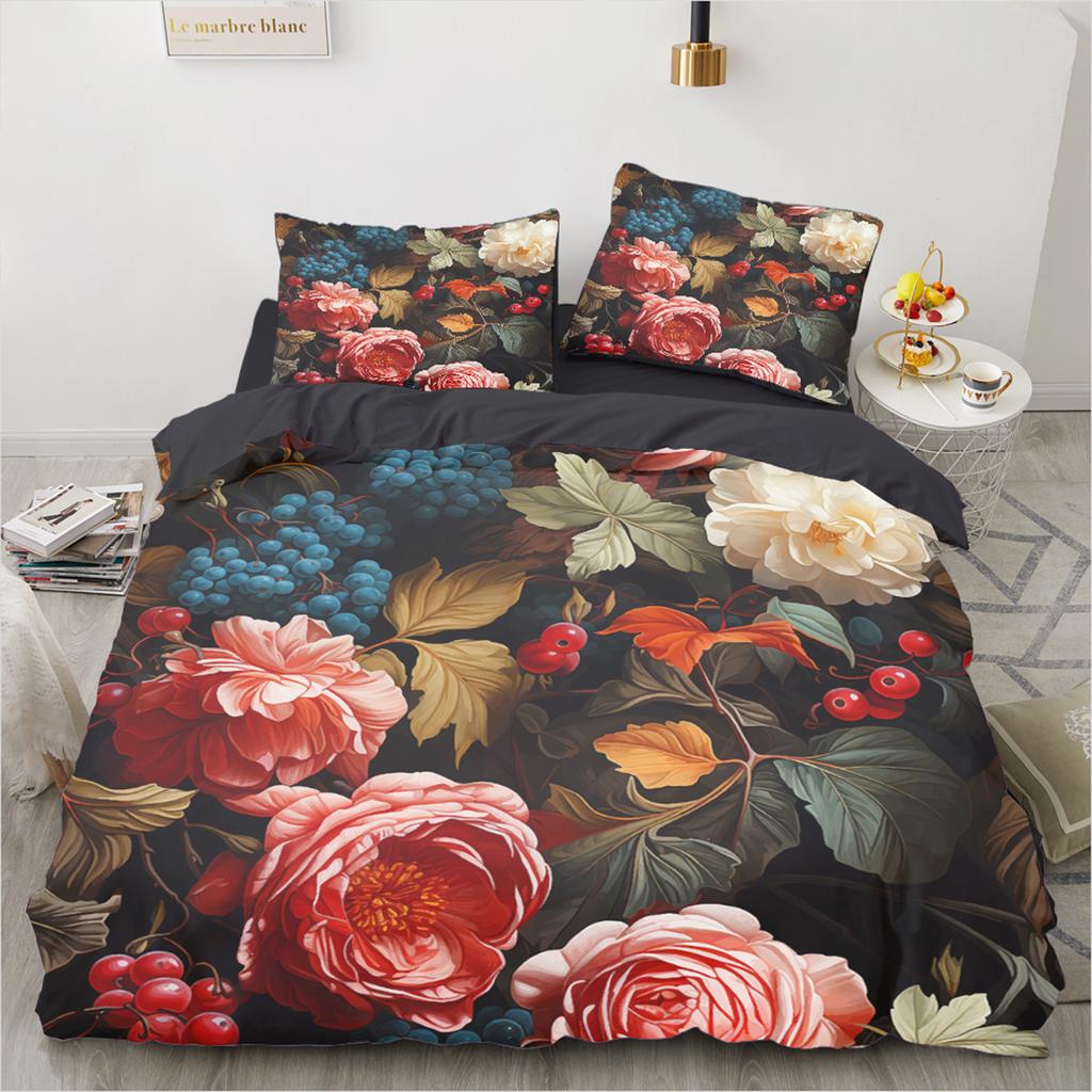 3D Flower Printed Duvet Cover King Twin Queen Double Size Kit Floral Pillowcase New Wholesale Elegant Bedspread