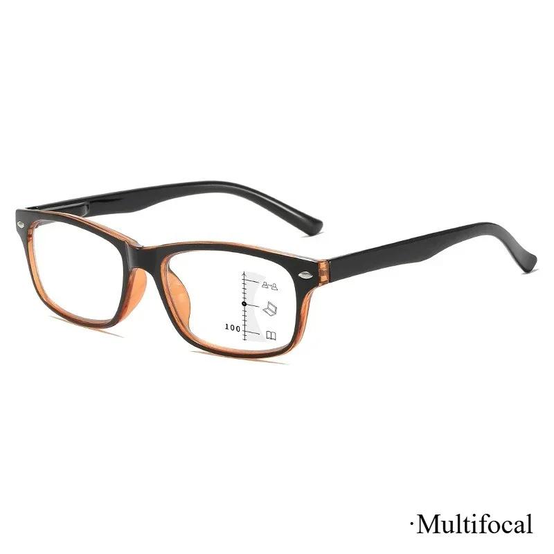 Прогрессивные мультифокальные очки для чтения с защитой от синего света, Ретро квадратные, Простые, Сверхлегкие, Унисекс, От +1.0 до +4.0