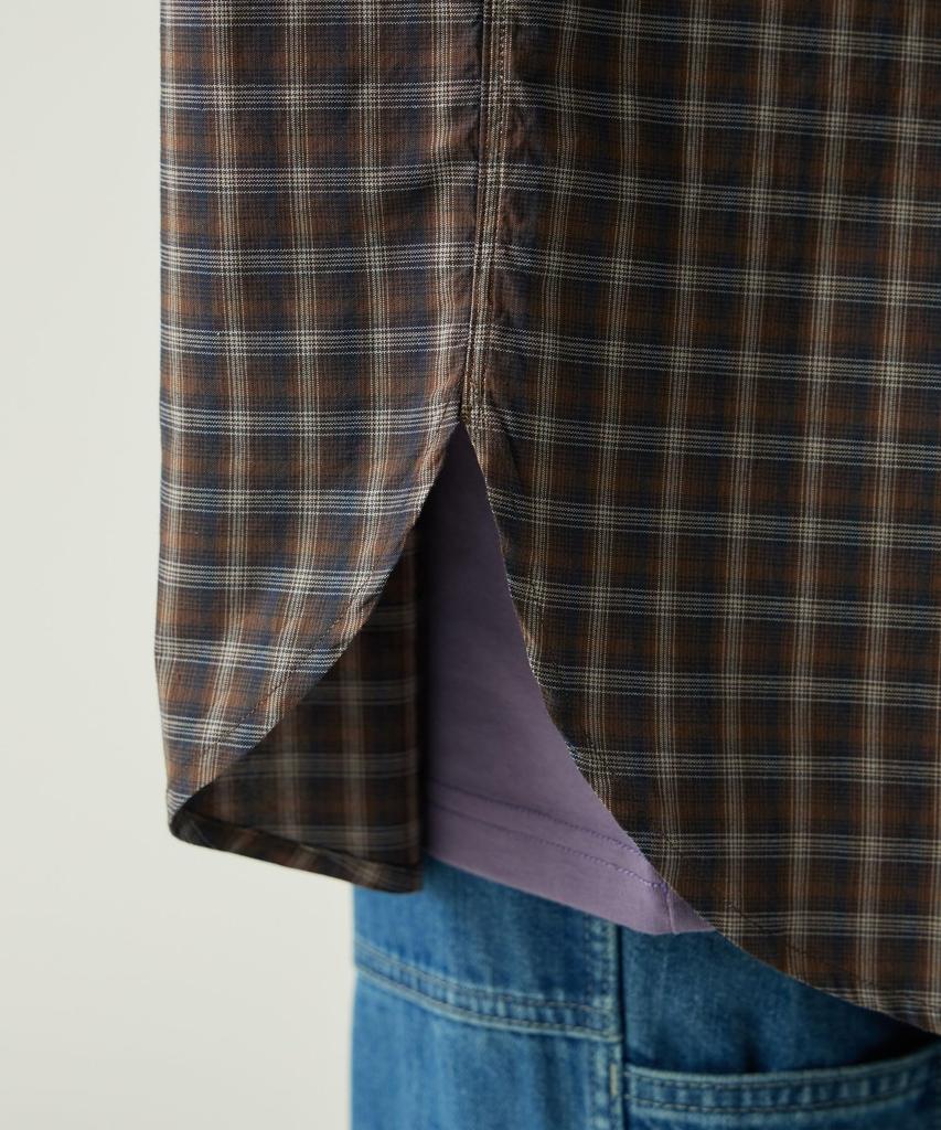 Snow Peak Organic Cotton Ombre Check Shirt Long Size CH SH-25AU005, Sleeve, Men's/Women's, M, Brown,