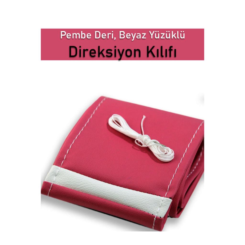 Citroen Berlingo Pink Leather White Ring Stitched Steering Wheel Cover Modern