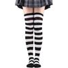 Womens Striped Thigh High Stockings Ladies Girls Black White Pink Long Over Above Knee Socks Femboy Cosplay Lolita Harajuku Y2k