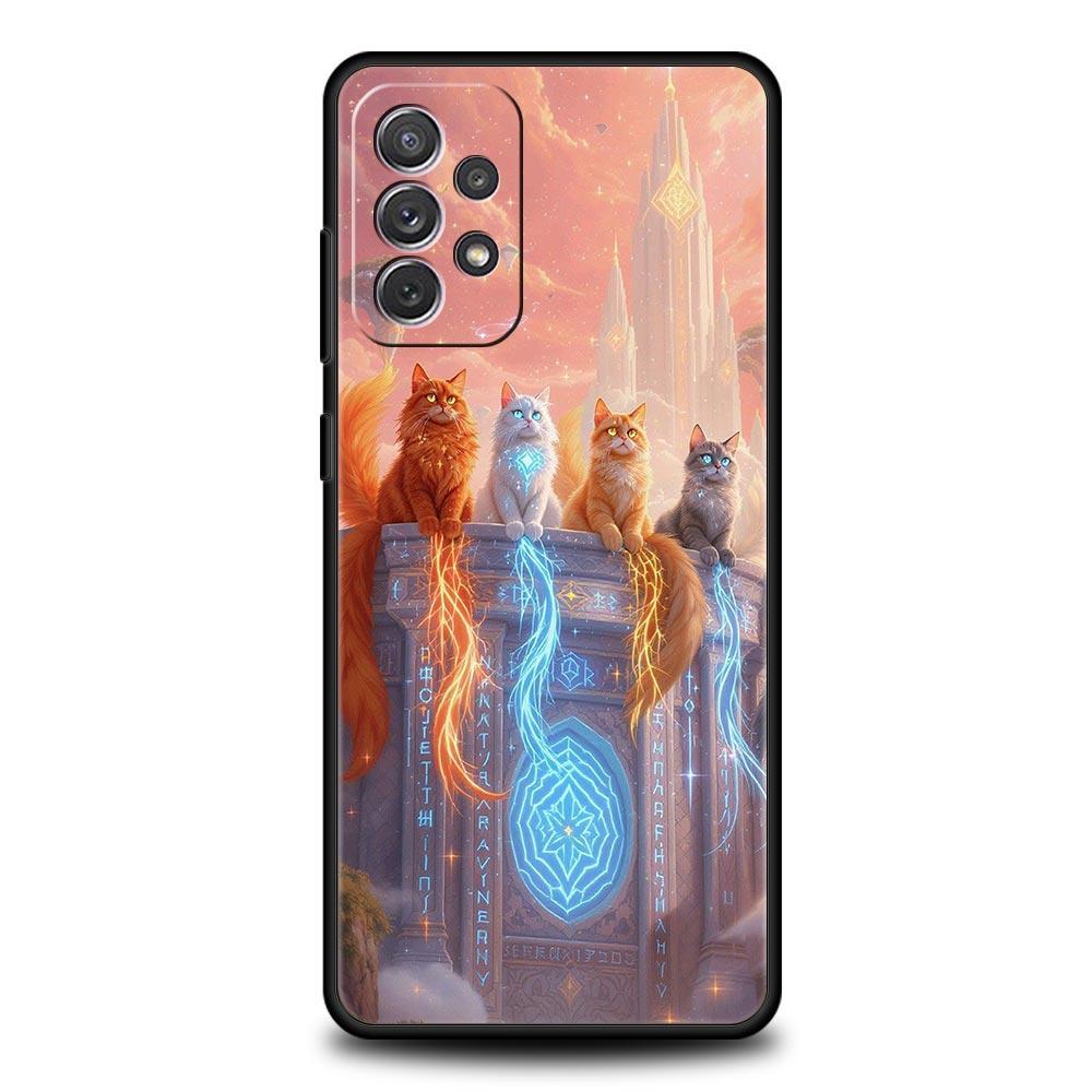 Чехол для телефона Samsung Galaxy A13 A15 A17 A07 A21S A22 A23 A25 A31 A73 A32 A52 A52S A41 5G Мягкий ТПУ Чехол Животное Кошка Татуировка Сумки