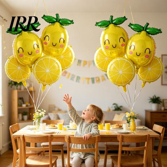 Bridal Shower Lemon Decor 10 Pcs Balloons, Summer Yellow Fruit Foil Balloons for Slice Balloon Themed Birthday Party Supplies, Vacation