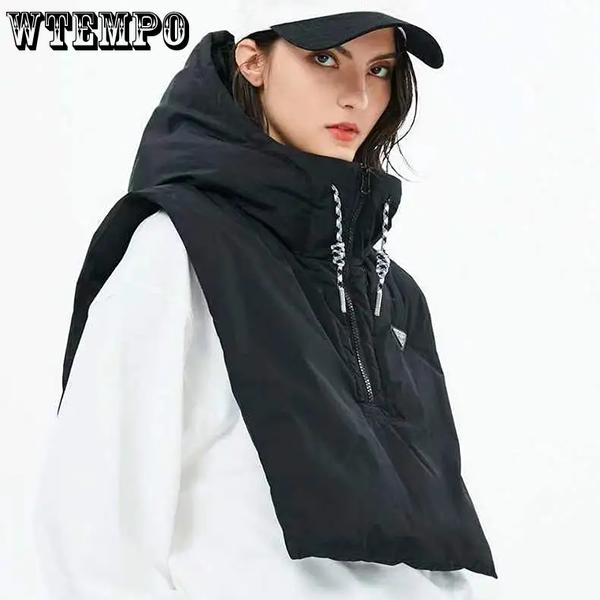 WTEMPO Осенне-зимние теплые черные шапки на молнии из хлопка для женщин, защищающие от холода, ветра, для езды на велосипеде, катания на лыжах, шаль