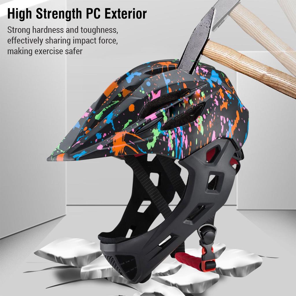 Adjustable Breathable Kids Bike Helmets Toddler Lightweight Full Face Bike Helmets with LED Light Full Face Bike Helmet