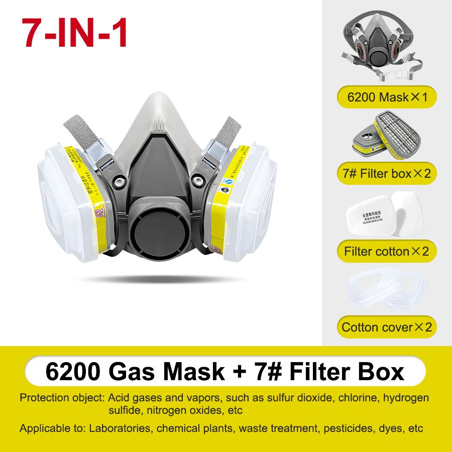 6200 Respirator Gas Mask Set Vehicle Painting Spray Cartridge Box 6001/6002 Orgainc Acid Vapors 5N11 Filters Dust-proof Mining