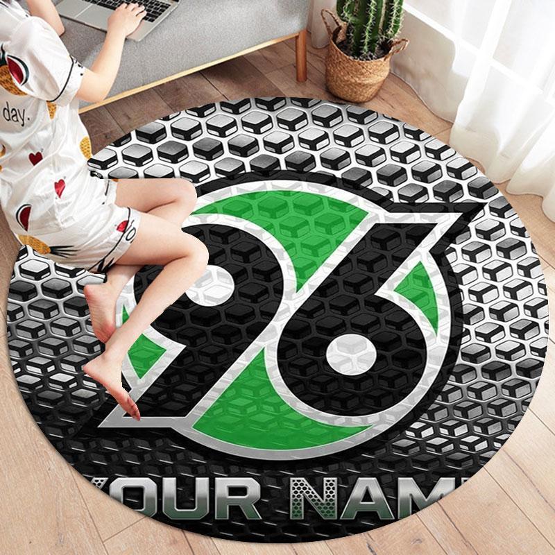 Hannover 96 Custom Name Round Area Rug,Carpet Rug for Living Room Bedroom Sofa Playroom Decor,Non-slip Floor Mat