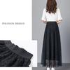 Универсальная длинная юбка трапеции большого размера, женская весенне-осенняя кружевная эластичная юбка средней длины с высокой талией
