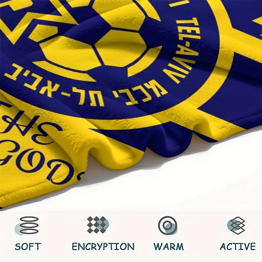 1Pc Maccabi Tel Aviv FC Print Flannel Blanket High Quality Warm Comfortable Cover for All Seasons Perfect for Gifts Home Decor