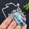 Aquamarine, Apatite Handmade 925 Sterling Silver Jewelry Necklace 18" A6D52