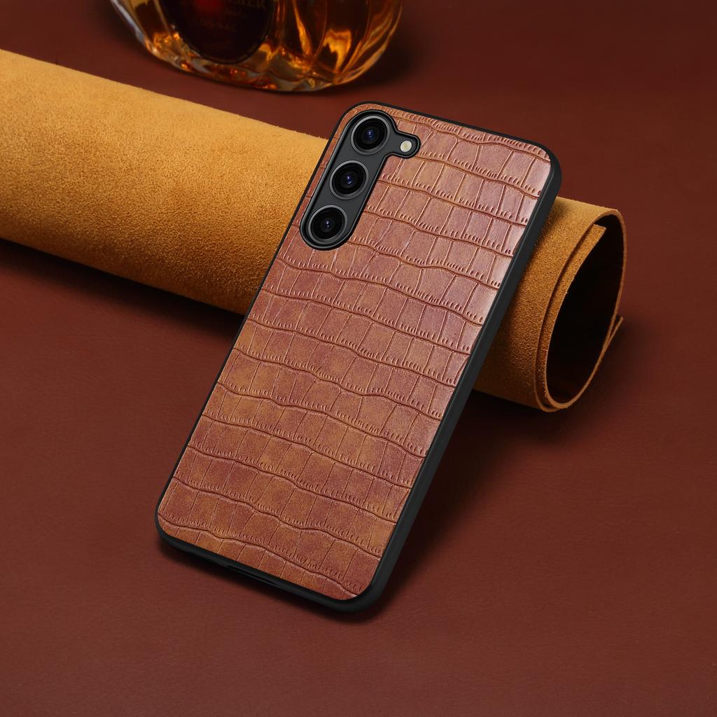 For Samsung Galaxy S23 Case Crocodile Texture PU+PC+TPU Well-protected Phone Cover
